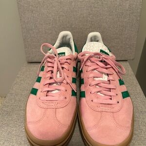 Adidas Pink and Green Suede Sneakers